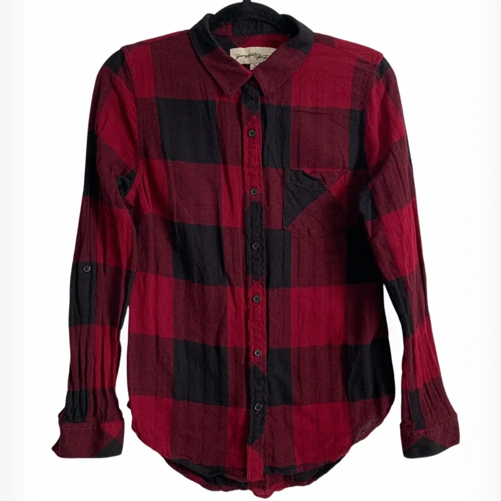 Young Hearts 100% Cotton Checkered Flannel Buttoned-Up Long Sleeves Shirt
